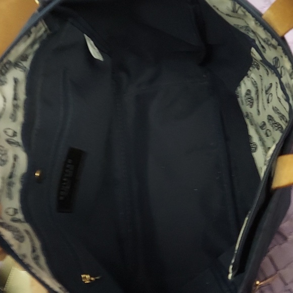 Boulevard Codie Coated Nylon Navy Blue Leather Trim Tote Bag - Picture 3 of 13